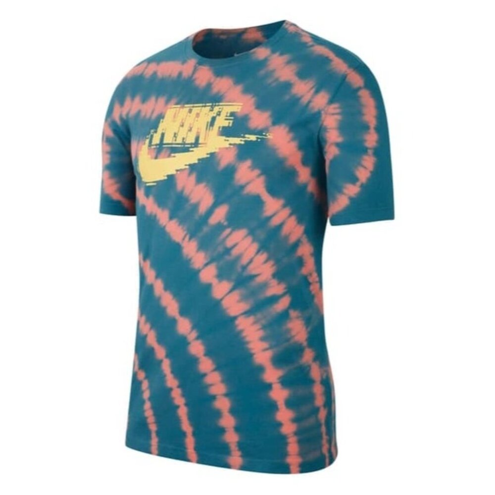 The Nike Tee, Tye Dye, Pink Blue Yellow, Digi Print Swoosh, Sz M